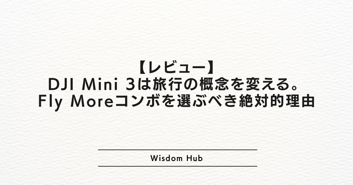 【レビュー】DJI Mini 3は旅行の概念を変える。Fly Moreコンボを選ぶべき絶対的理由